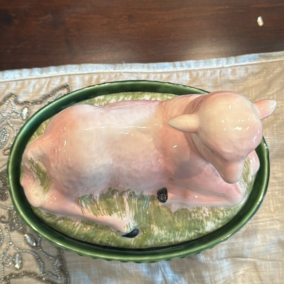 Vintage Portuguese Majolica Ceramic Tureen With Lamb... - Picture 3 of 10